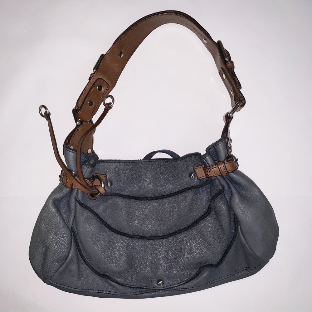 Kenneth Cole New York Gray/Steel blue leather bag